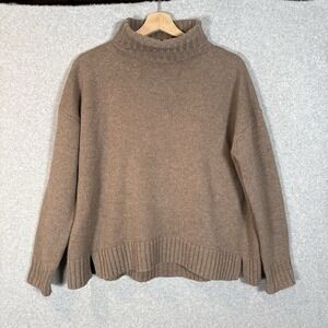 Max Mara GIANNA Virgin Wool Cashmere Sand High Neck Size Small